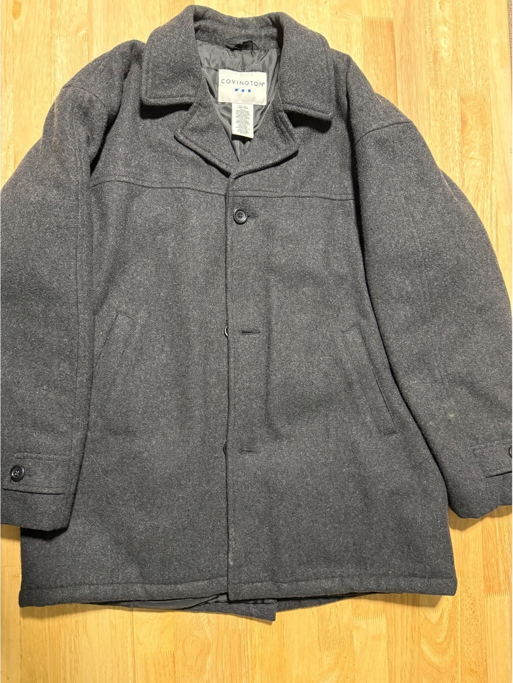 Covington Men’s Medium 38-40 Black Wool Blend Car Coat Winter Overcoat